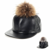 Leather Baseball Cap Real Fur Hats