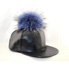 Leather Baseball Cap Real Fur Hats