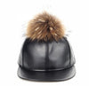 Leather Baseball Cap Real Fur Hats